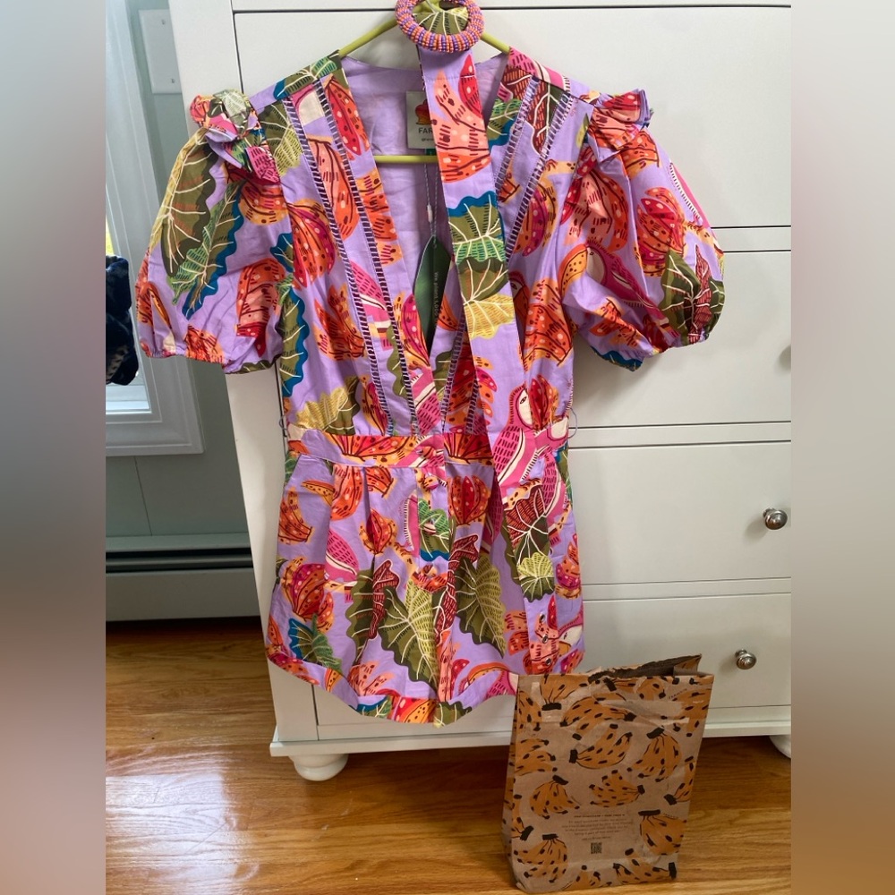 Lilac Beaks & Bananas V Neck Romper NWT